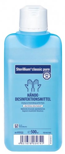 4 Flaschen á 500 ml Sterillium classic pure Desinfektion + Bode 3000 Dosierpumpe