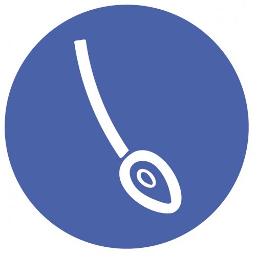 Aufkleber "Larynxmaske" Schild Folie selbstklebend desinfizierbar Ø10cm, blau