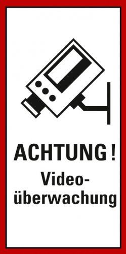 Aufkleber "Achtung! Videoüberwachung"Schild Warnung Kamera DSVGO, Größen wählbar