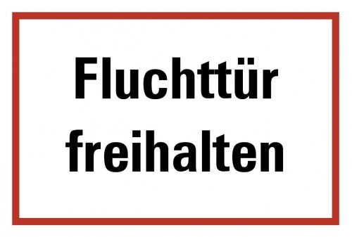 Brandschutzzeichen Alu-Schild "Fluchttür freihalten" 3mm Alu Dibond® | 20x30cm