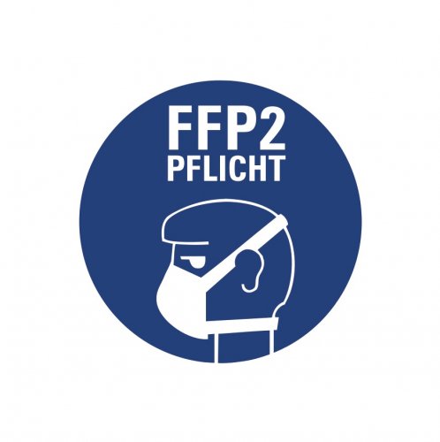 Aufkleber Hinweis "FFP-Maske PFLICHT" Schild Folie Ø5-40cm | blau