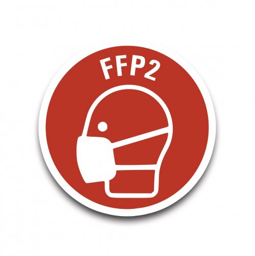 Aufkleber Gebot "FFP2" ähnl. ISO 7010 Hinweis Schild Folie Ø5-40cm | rot