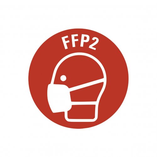 Aufkleber Gebot "FFP2" ähnl. ISO 7010 Hinweis Schild Folie Ø5-40cm | rot
