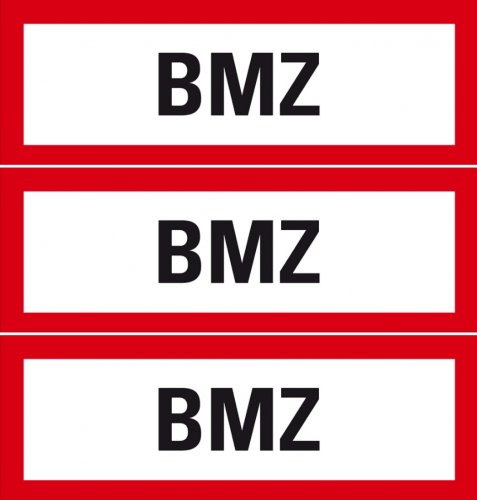 3x Aufkleber "BMZ" Brandmeldezentrale Folie Schild 297x105mm nach DIN 14406