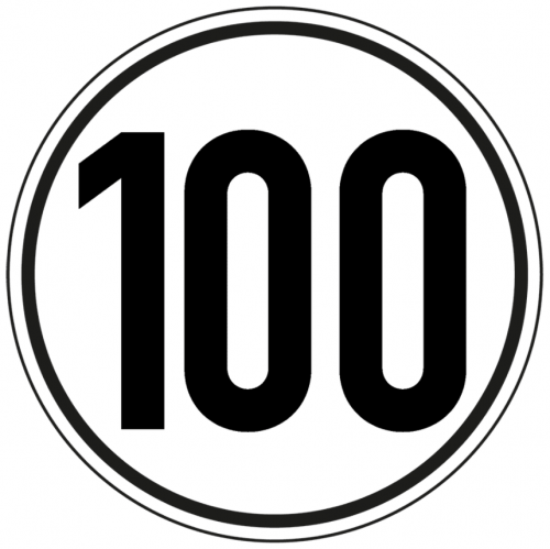 Aufkleber Geschwindigkeits-Etikett „100 km/h“ StVO | Ø 15 cm