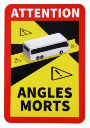 Aufkleber "Toter Winkel Bus" für Frankreich Folie selbstklebend | 25x17cm