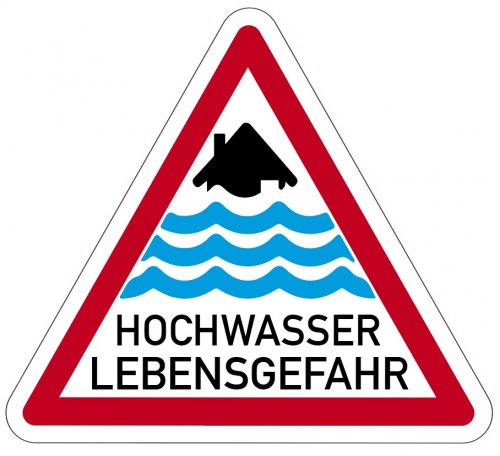 Aufkleber Warnung Dreieck "Hochwasser Lebensgefahr" Schild Folie | SL 5-50cm