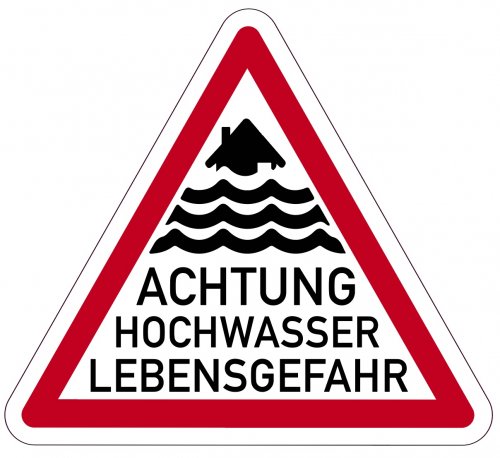 Aufkleber Warnung Dreieck "Achtung Hochwasser Lebensgefahr" Folie | SL 5-50cm