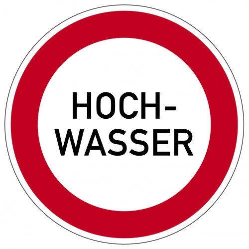 Aufkleber Warnung "HOCHWASSER" Hinweis Schild Folie selbstklebend | Ø5-30cm