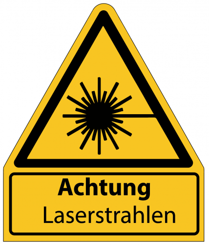 Aufkleber Warnung "Achtung Laserstrahlen" Schild ähnl. ISO 7010 | Größen wählbar