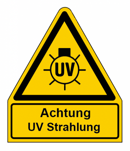 Aufkleber Warnung "Achtung UV Strahlung" Schild ähnl. ISO 7010 | Größen wählbar