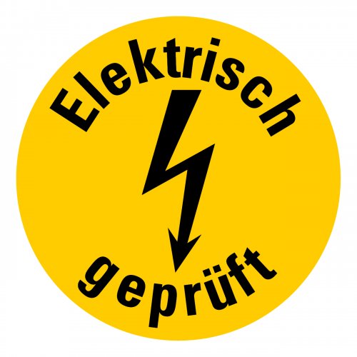 100 Stück - Prüfplakette Elektro Check "Elektrisch geprüft" Etikett Folie Aufkleber, gelb | Ø15-40mm Made in Germany
