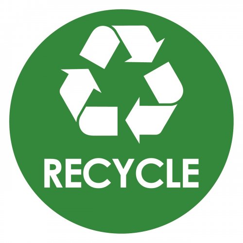 Aufkleber Mülltrennung Hinweis "RECYCLE" Recycling Schild Folie | Ø5-30cm