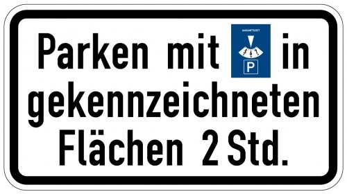 Aufkleber Verkehr Zusatzzeichen "Parken in gekennz. Flächen" StVO Schild Folie
