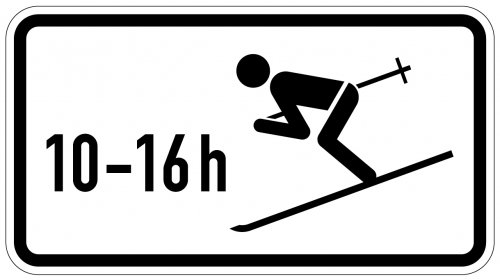 Aufkleber Verkehr Zusatzzeichen "Wintersport erlaubt, zeitlich begrenzt" Schild
