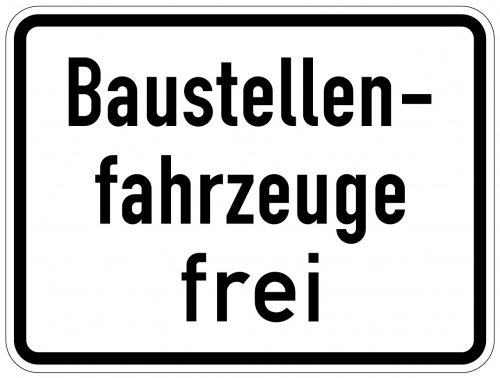 Aufkleber Verkehr Zusatzzeichen "Baustellenfahrzeuge frei" StVO Schild Folie