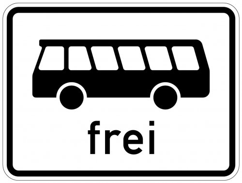 Aufkleber Verkehr Zusatzzeichen "Kraftomnibus frei" StVO Schild Folie