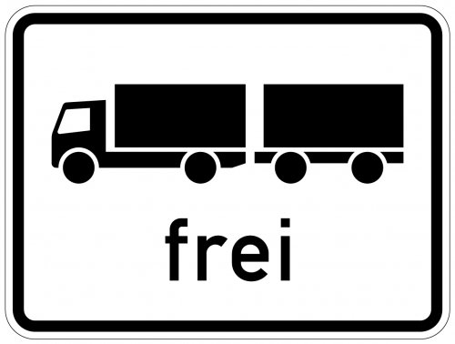 Aufkleber Verkehr Zusatzzeichen "LKW mit Anhänger frei" StVO Schild Folie