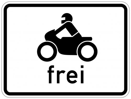 Aufkleber Verkehr Zusatzzeichen "Krafträder frei" StVO Schild Folie