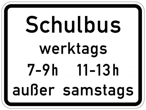 Aufkleber Verkehr Zusatzzeichen "Schulbus tageszeitliche Benutzung" StVO Schild