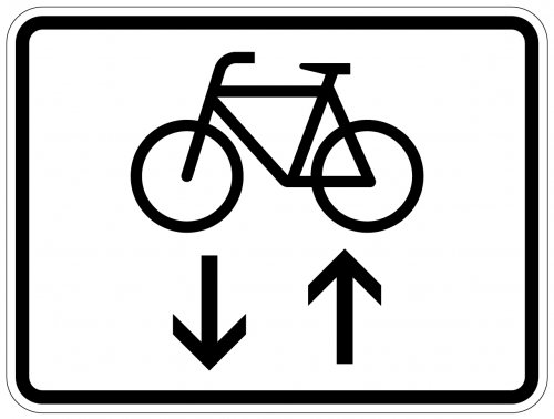 Aufkleber Verkehr Zusatzzeichen "Radfahrer im Gegenverkehr" StVO Schild