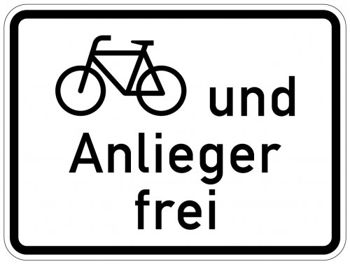 Aufkleber Verkehr Zusatzzeichen "Radfahrer und Anlieger frei" StVO Schild Folie
