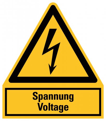 Aufkleber Warnung "Spannung Voltage" DE / EN Warn Schild Folie ähnl. ISO 7010