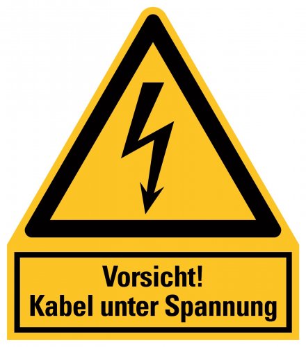 Aufkleber Warnung "Vorsicht Kabel unter Spannung" Schild Folie ähnl. ISO 7010