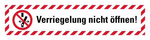 Aufkleber Verbot „Verriegelung nicht öffnen!“ Etikett ähnl. ISO 7010 | Größe wählbar