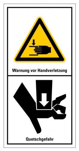 Produktsicherheits Aufkleber "Handverletzung.." Schild Folie ähnl. ISO 7010