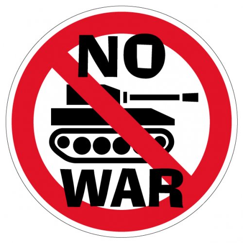 Aufkleber Verbotszeichen #NoWar "NO WAR / Keine Panzer" Schild Folie | Ø5-30cm