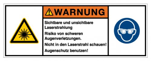 Aufkleber Warnung "Laserstrahlung Risiko Augenverletzungen" Schild Folie