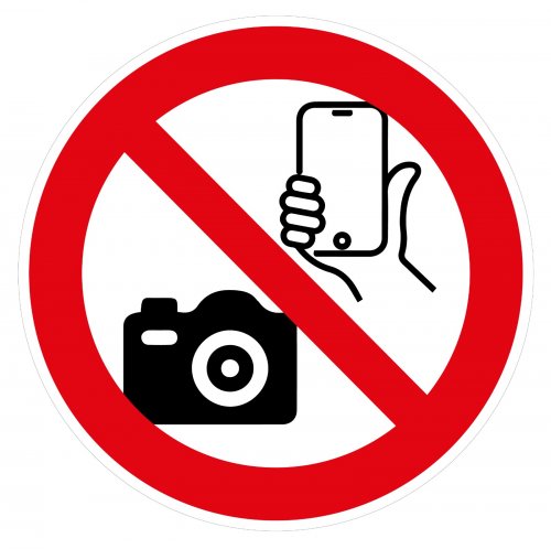 Aufkleber „Fotografieren mit Handy verboten“ Etikett ähnl. ISO 7010 | Größe wählbar