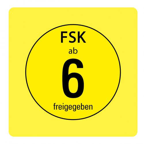 Aufkleber Hinweis Alterseinstufung "FSK ab 6" Symbol Schild Folie gelb | 5-40cm