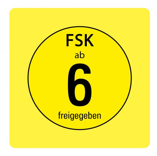 Aufkleber Hinweis Alterseinstufung "FSK ab 6" Symbol Etikett, gelb | Größe wählbar