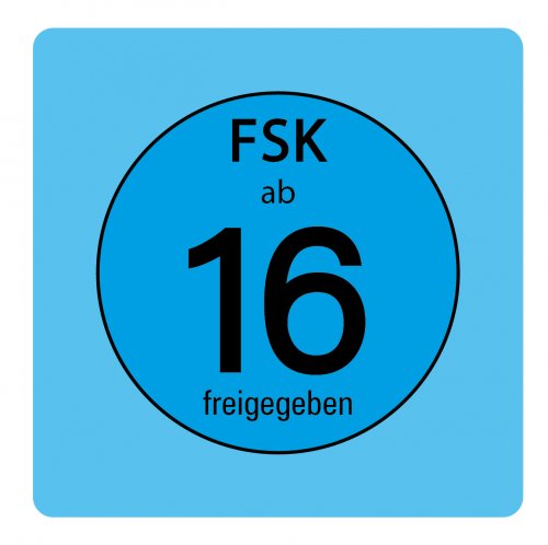 Aufkleber Hinweis Alterseinstufung "FSK ab 16" Symbol Schild Folie blau | 5-40cm