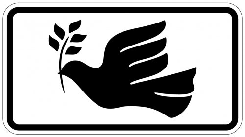 Aufkleber #Peace#Frieden "Friedenstaube schwarz/weiß" Schild Folie selbstklebend