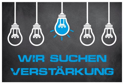 Preview: Aufkleber Hinweis „Wir suchen Verstärkung“ Bewerbung Etikett | Farbe wählbar