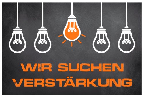Aufkleber Hinweis „Wir suchen Verstärkung“ Bewerbung Etikett | Farbe wählbar
