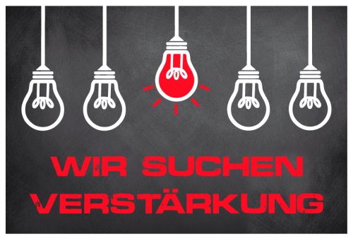 Aufkleber Hinweis „Wir suchen Verstärkung“ Bewerbung Etikett | Farbe wählbar