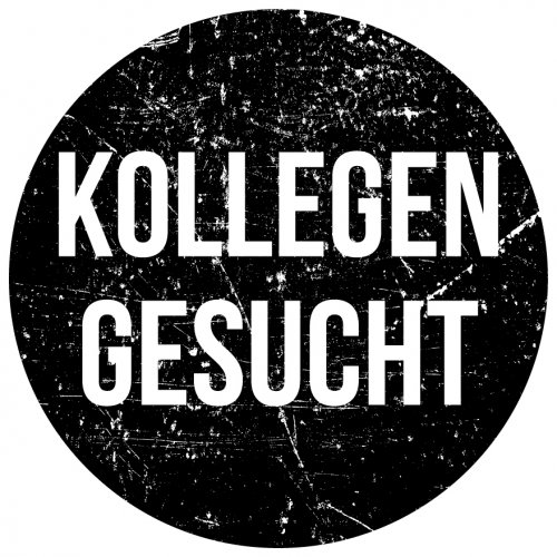 Aufkleber Hinweis „KOLLEGEN GESUCHT“ Bewerbung Etikett, schwarz | Größe wählbar