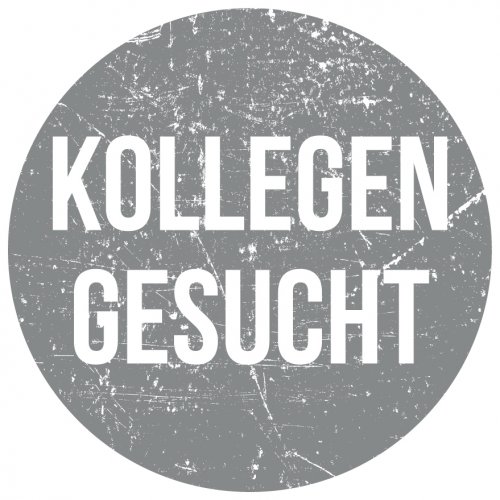 Aufkleber Hinweis „KOLLEGEN GESUCHT“ Bewerbung Etikett, grau | Größe wählbar