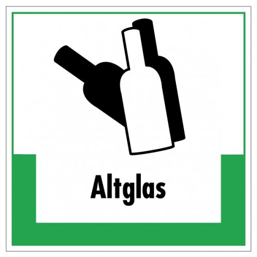 Aufkleber Abfallkennzeichnung "Altglas" Recycling Schild Folie, grün | 5-40cm
