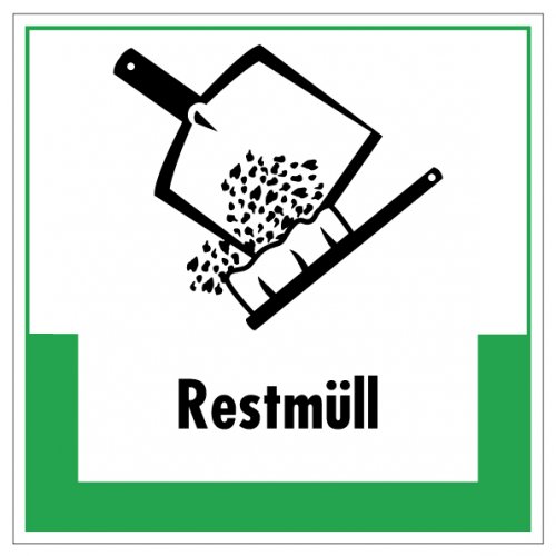 Aufkleber Abfallkennzeichnung "Restmüll" Recycling Schild Folie grün | 5-40cm