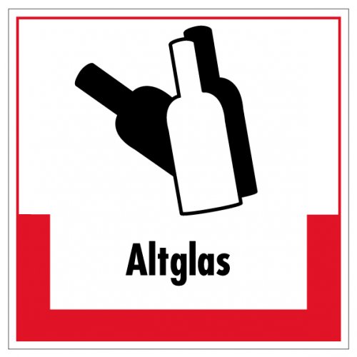 Aufkleber Abfallkennzeichnung "Altglas" Recycling Schild Folie, rot | 5-40cm
