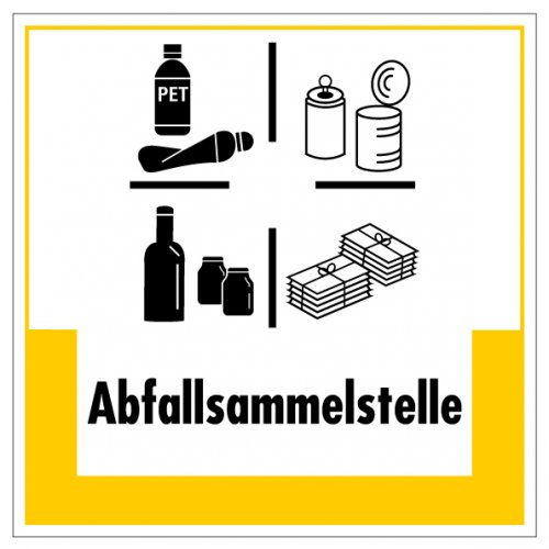 Aufkleber Abfallkennzeichnung "Abfallsammelstelle" Schild Folie, gelb | 5-40cm