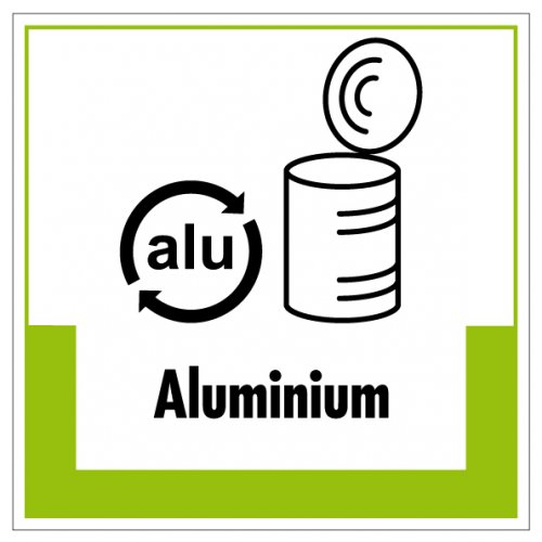 Aufkleber Abfallkennzeichnung "Aluminium" Recyling Schild Folie, grün | 5-40cm