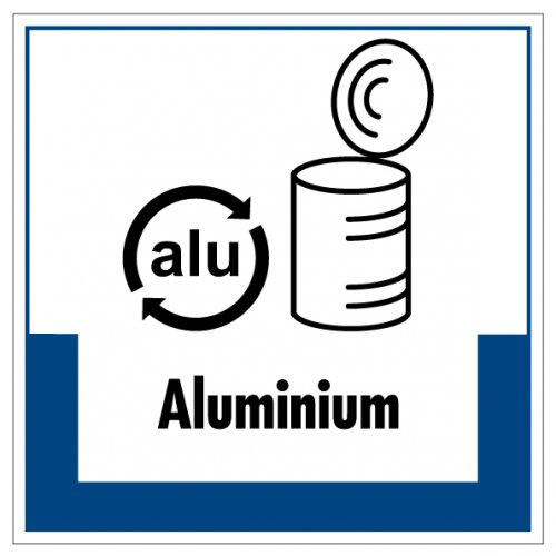 Aufkleber Abfallkennzeichnung "Aluminium" Recyling Schild Folie, blau | 5-40cm