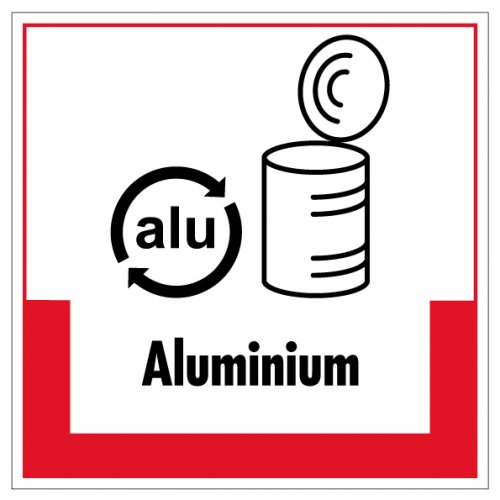 Aufkleber Abfallkennzeichnung "Aluminium" Recyling Schild Folie, rot | 5-40cm