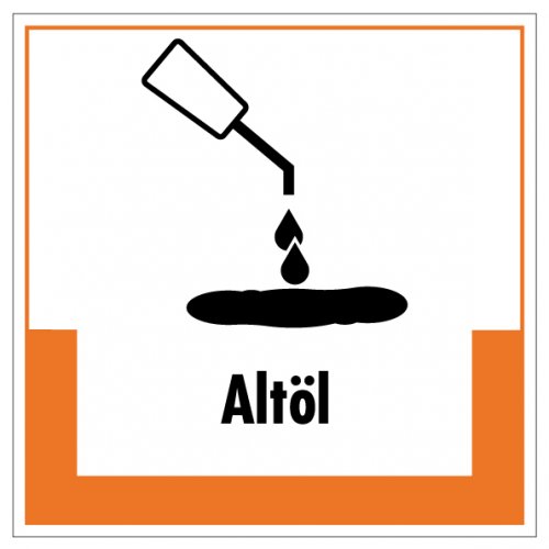 Aufkleber Abfallkennzeichnung "Altöl" Recyling Schild Folie, orange | 5-40cm